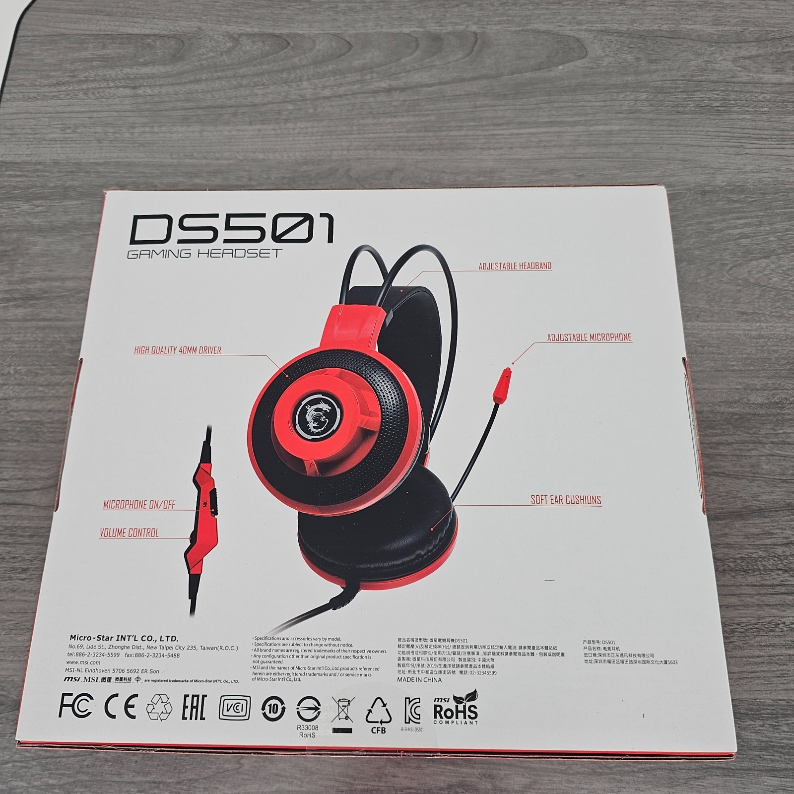 MSI DS501 GAMING Headset with Two 40mm Drivers for Quality Audio