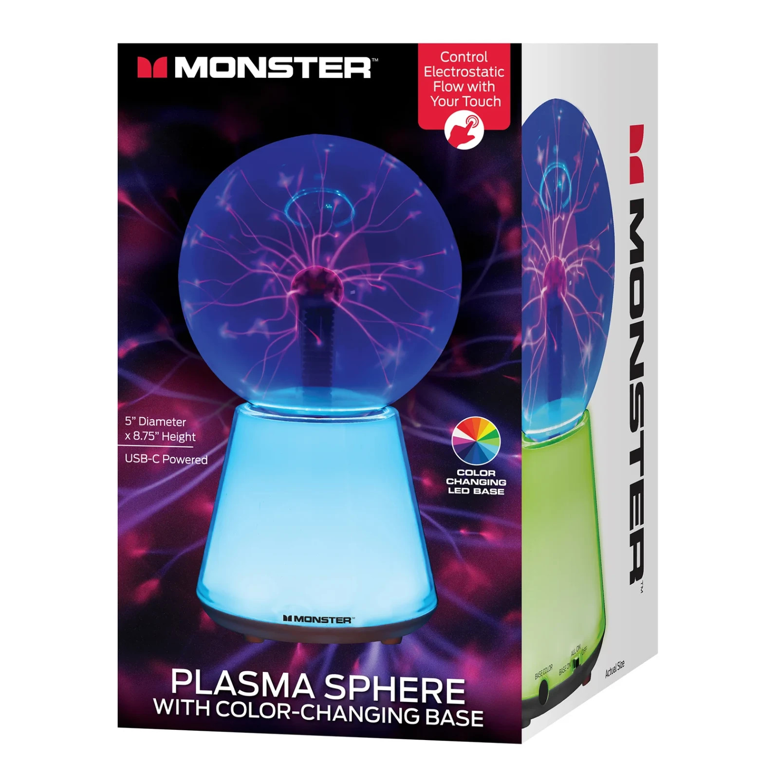 Monster 5.5" Multicolor Plasma Sphere Lamp Touch Activated Science