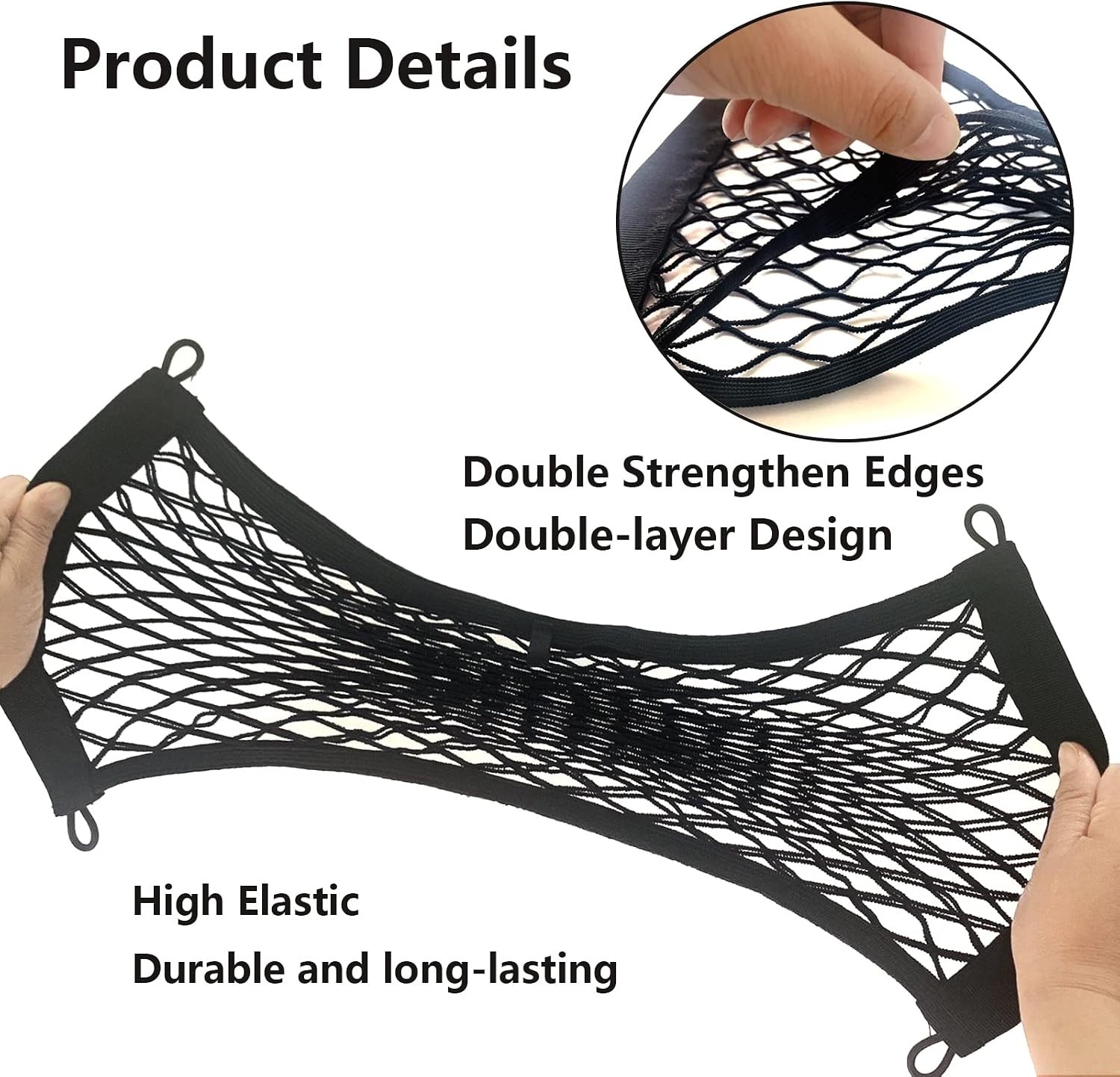 2PACK Small Cargo Nets Elastic Stretchable Pocket Storage Mesh Net 8Pcs Mounting