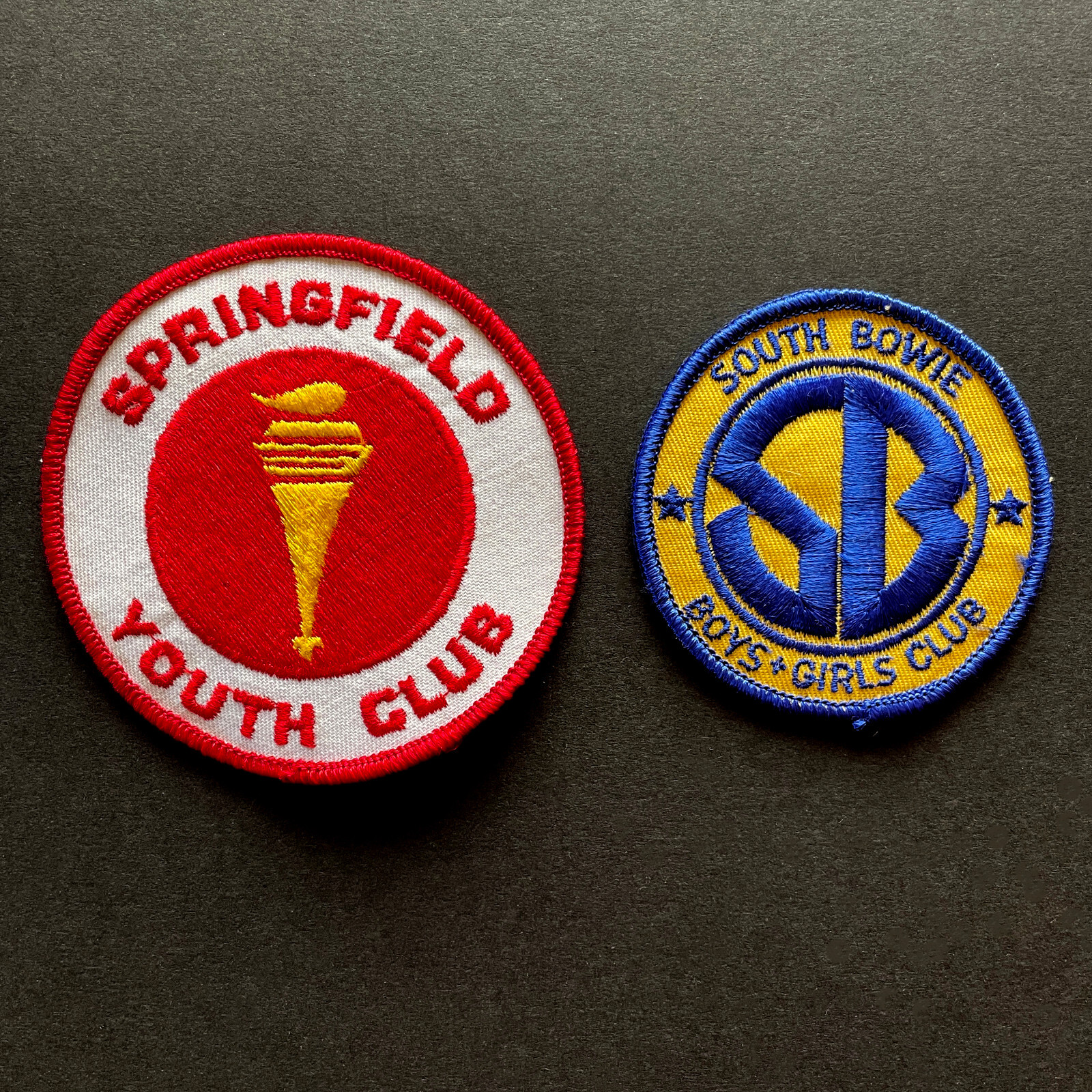 2 New 1980s Youth Club Patches • Springfield Virginia • South Bowie Maryland