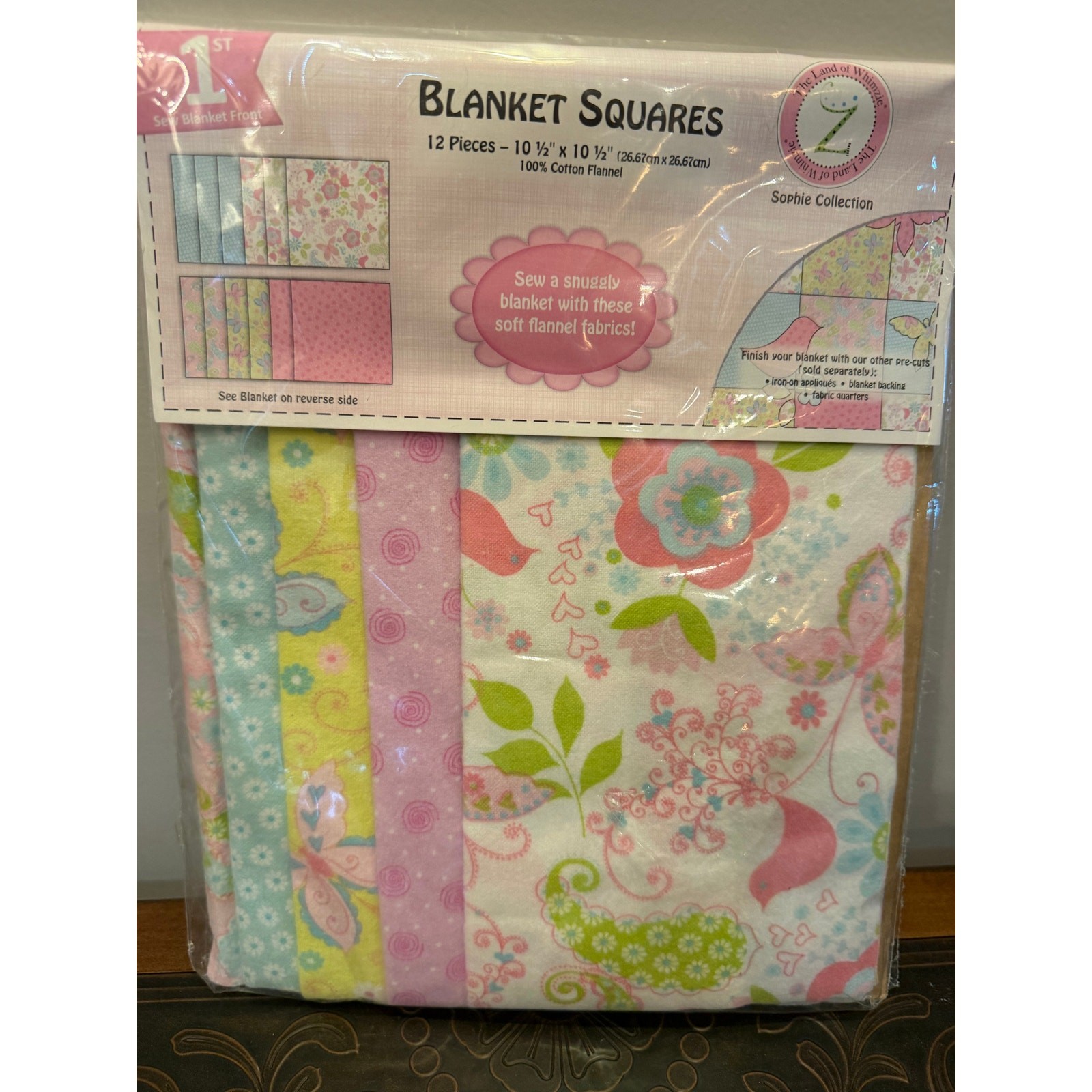 Sophie Collection 12 piece Flannel Squares For A Blanket Finished Size 30x40