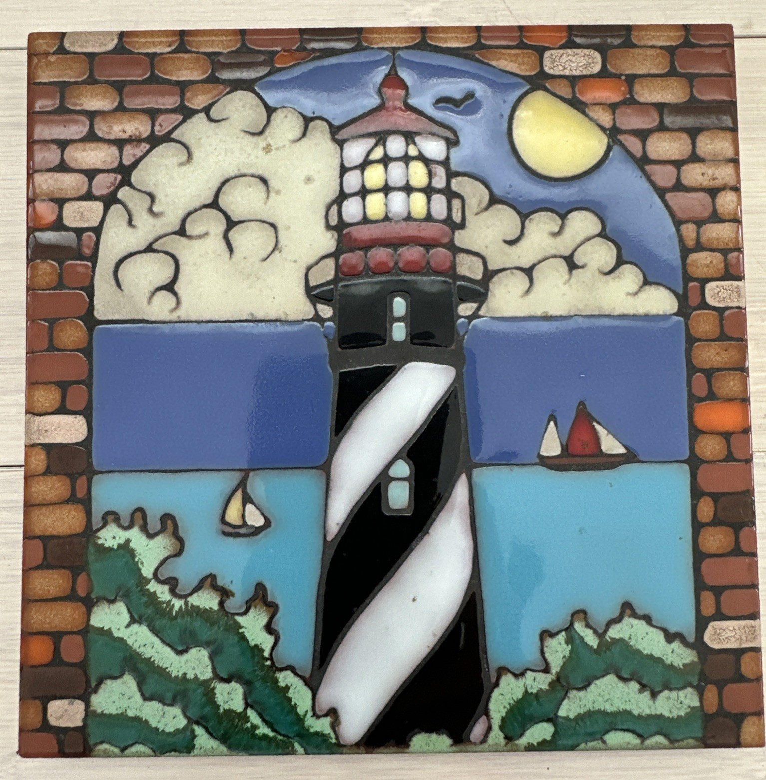 St. Augustine Lighthouse Ceramic Tile Handpainted Hot Plate or Hanging