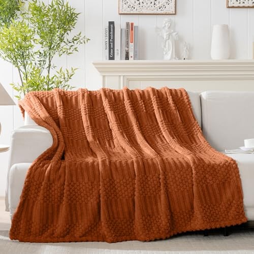50x70 Inch Throw Blanket - Soft & Fluffy Fleece, Cute & XL Throw(50x70) Rust