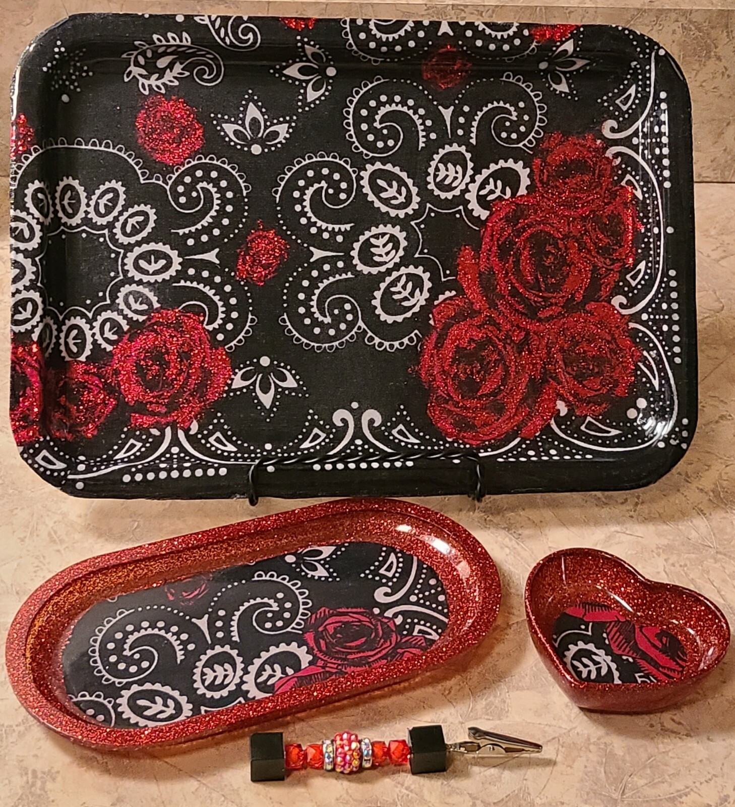 custom rolling tray set