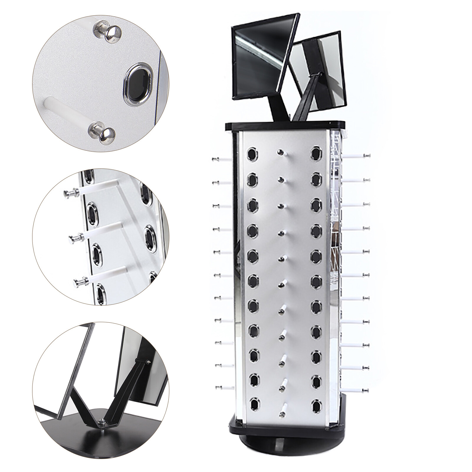 360° Rotating Glasses Display Rack for 44 Pairs with Adjustable Mirrors