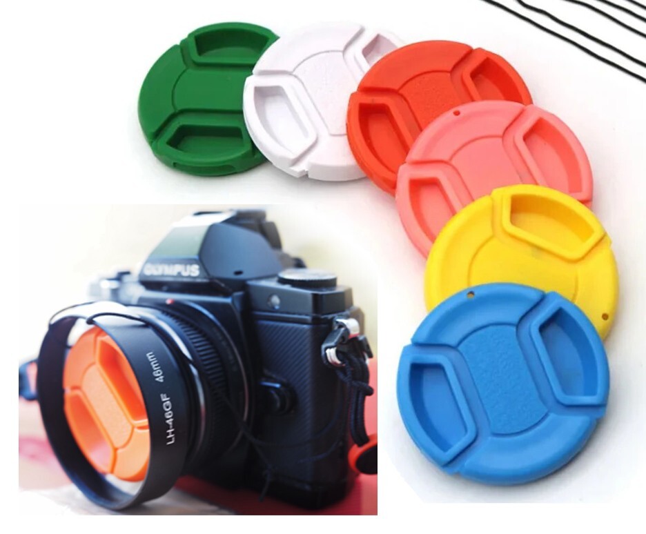 White Blue Red Green Yellow Pink Camera Lens cap cover 58 62 67 72 77 82 86 mm