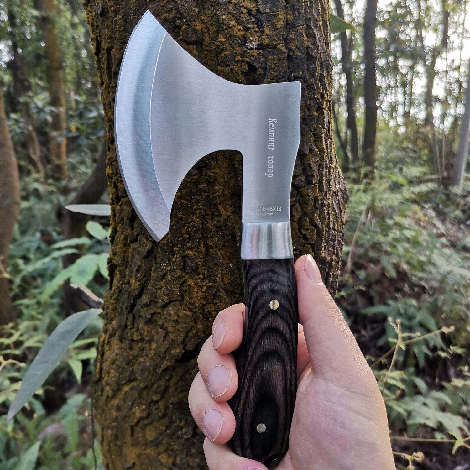 Outdoor High Hardness Lightweight Wooden Handle Portable Camping Defense Axe EDC