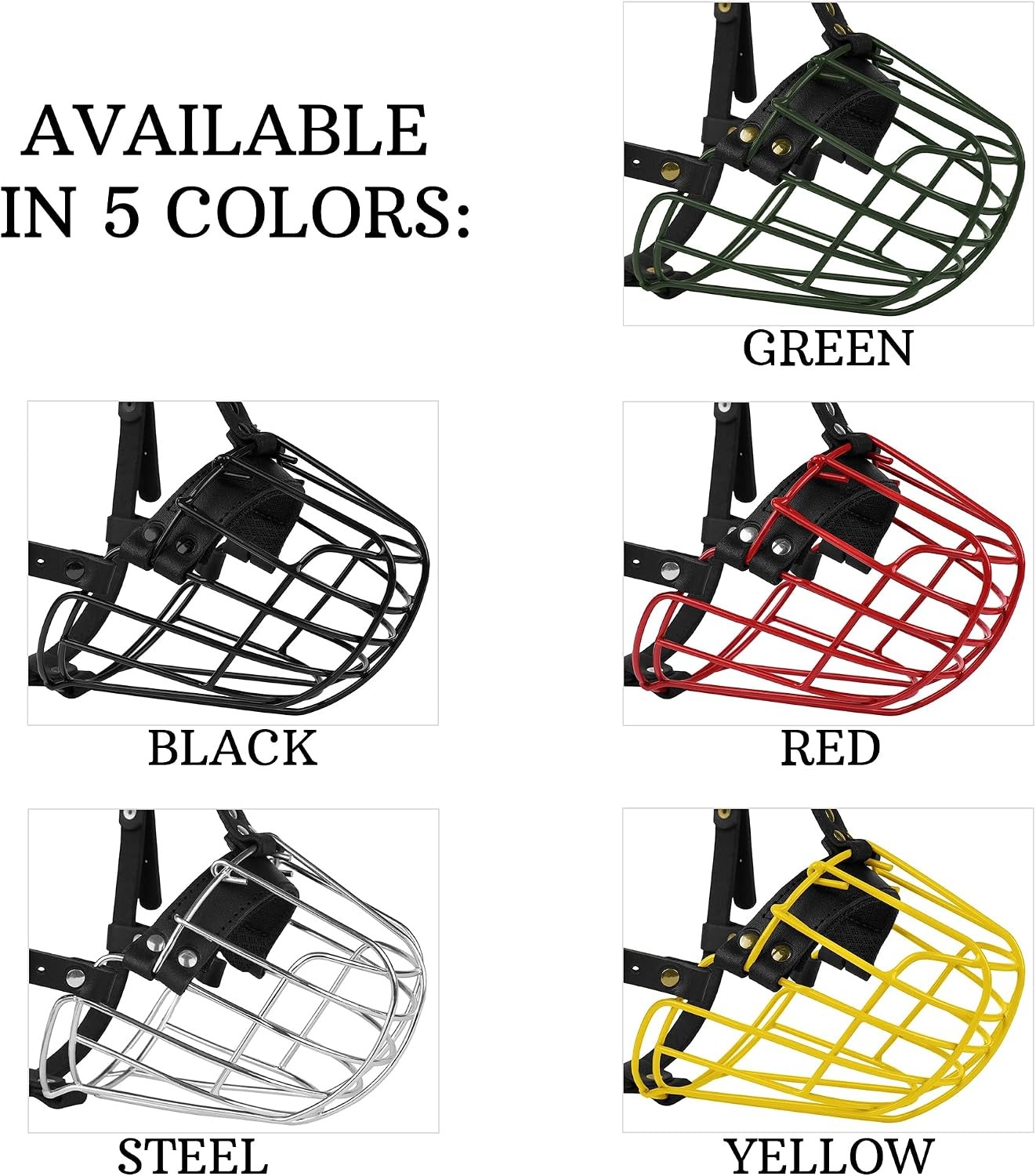 Pitbull Dog Muzzle Metal Mask Amstaff Secure Wire Basket Adjustable Durable Leat