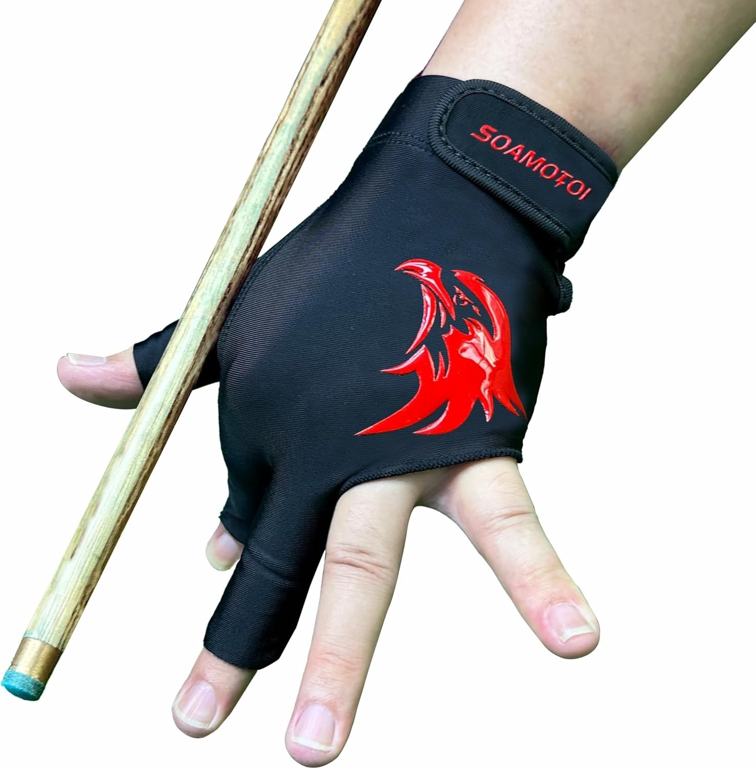 Pool Glove Left Hand 3 Finger, Breathable Billiards Glove Quick Dry, Professiona
