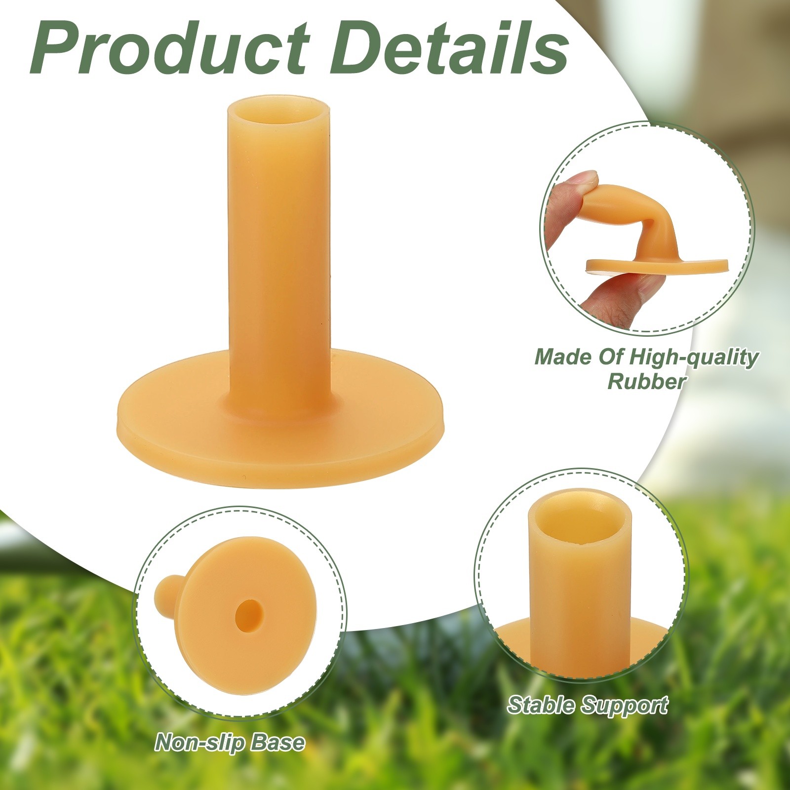 Rubber Golf Practice Tee, Driving Tee 2 Inch & 6 Pack & Rubber & Yellow