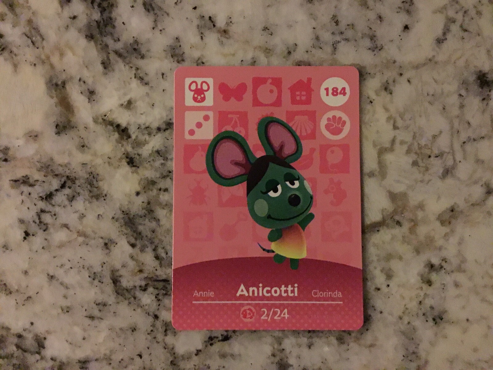 ANICOTTI 184 Animal Crossing Amiibo Authentic Nintendo Mint Card From Series 2