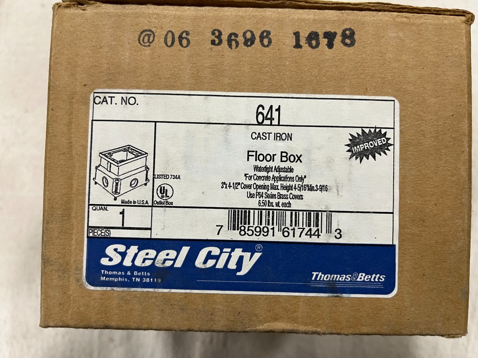 T&B Steel City 641 Cast Iron Floor Box for Concrete Only