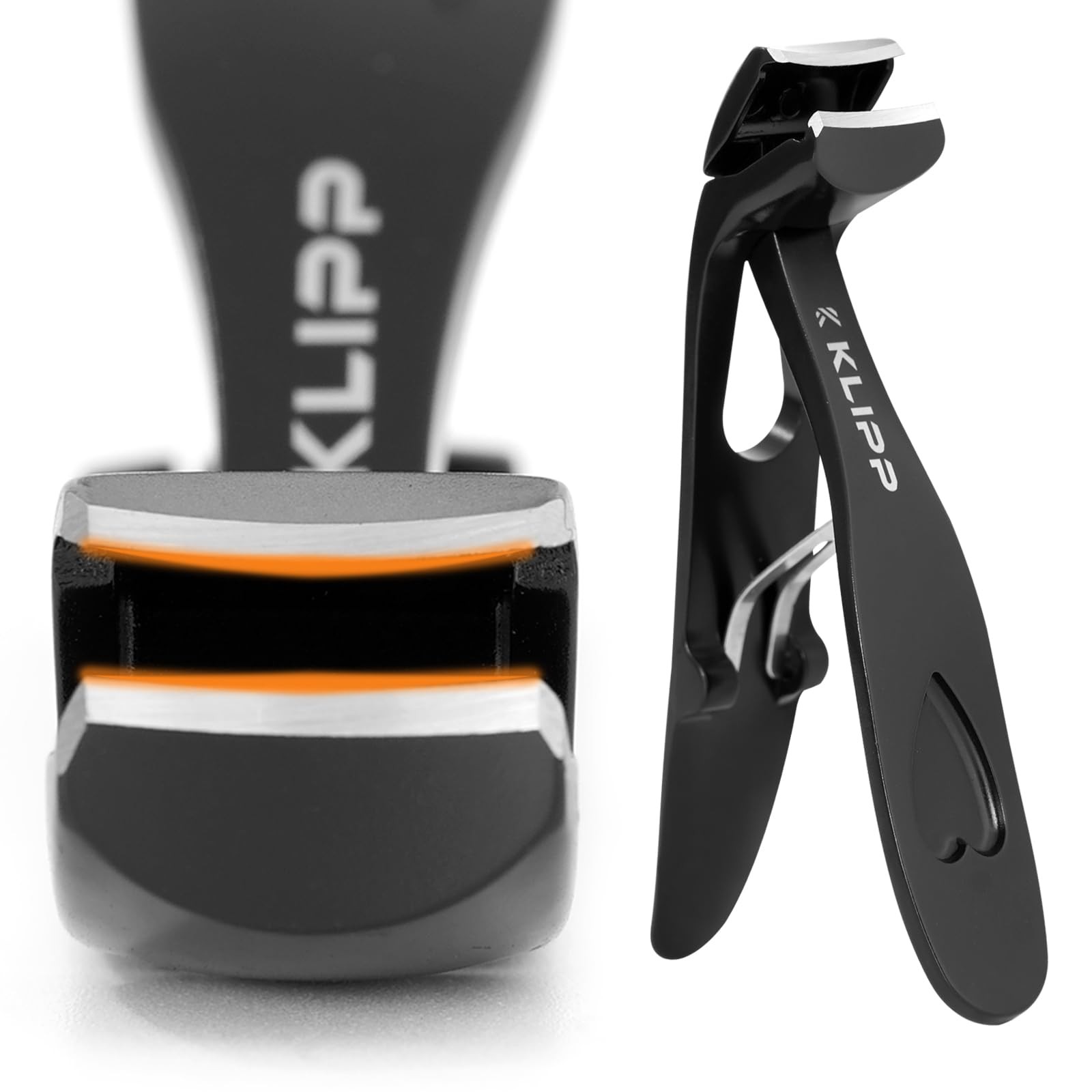 Toenail Clippers for Thick Toenails – KLIPP 15 mm Angled Wide Opening, Black