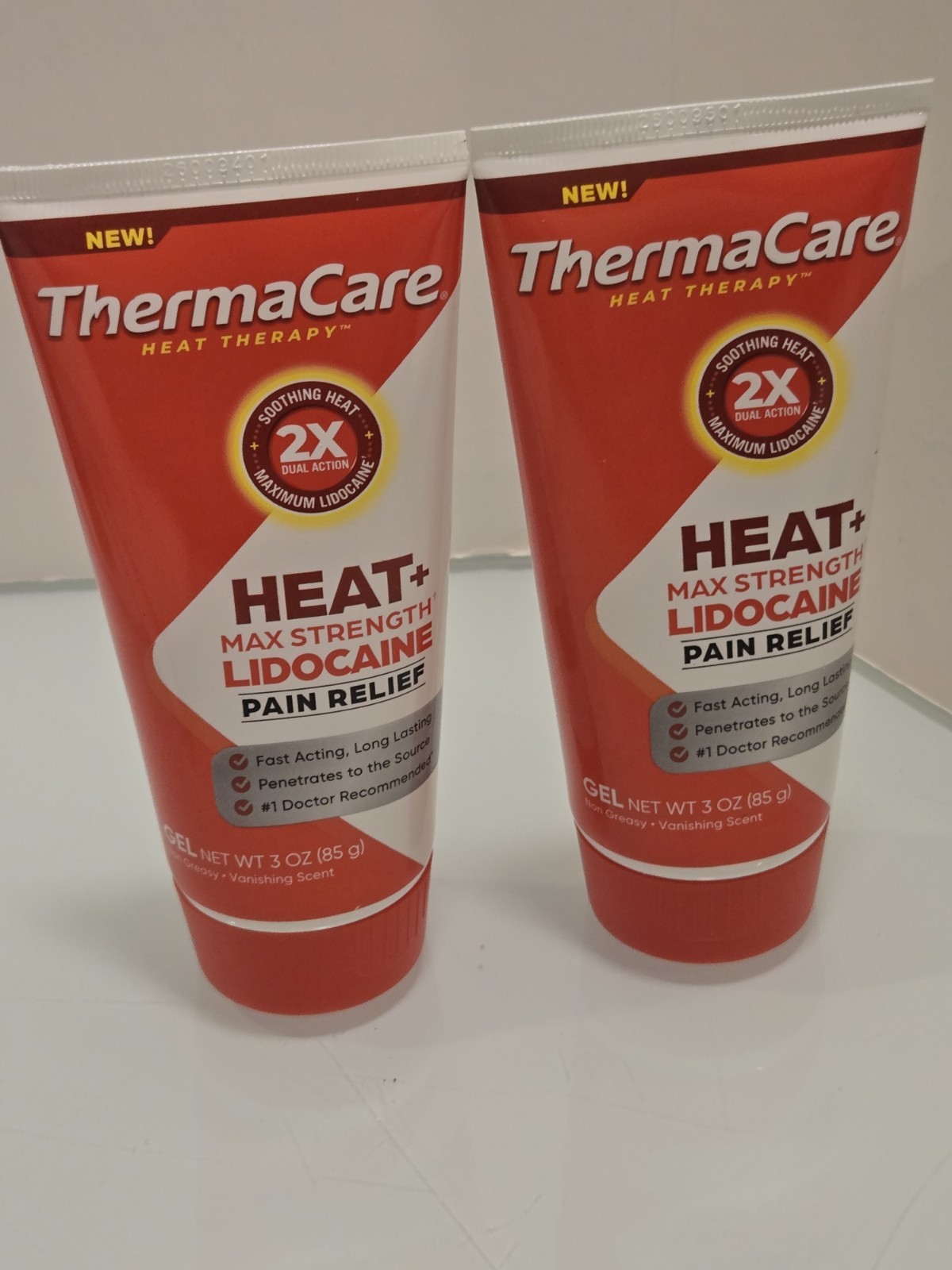 (2)ThermaCare Heat Therapy Heat Lido Gel Pain Relief Max Strength 3 Oz, New