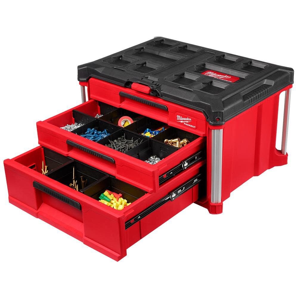 Milwaukee PACKOUT Multi-Depth 3-Drawer Tool Box - Red (48-22-8447)