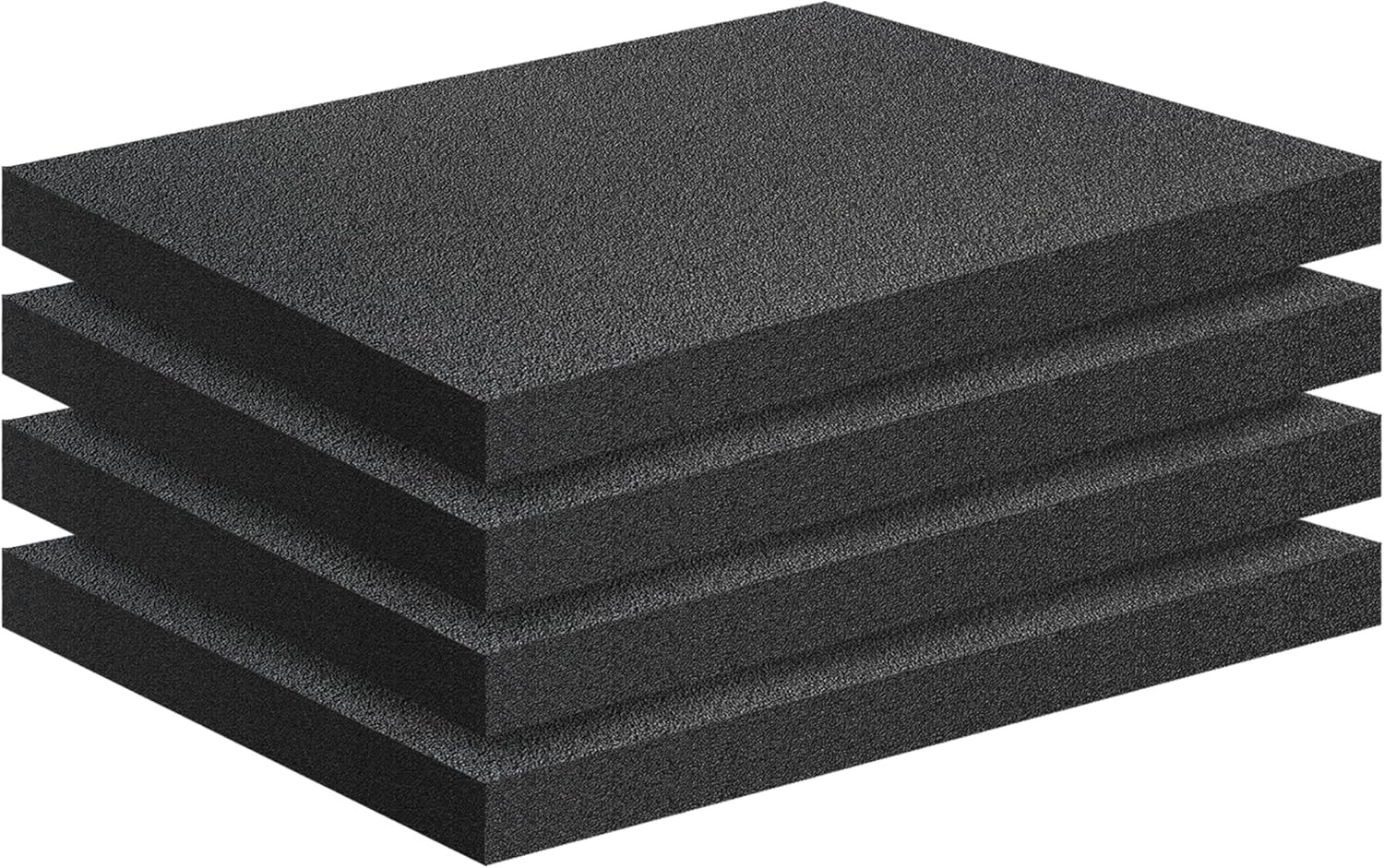 4 PCS Black Foam Padding- 16X12X1 Inch Polyurethane High Density Foam Cuttable B