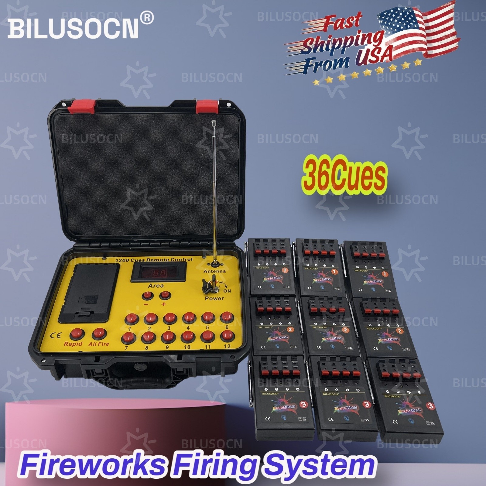 36 Cues Programmable Fireworks Firing System Step Fire & Sequential Remote USA