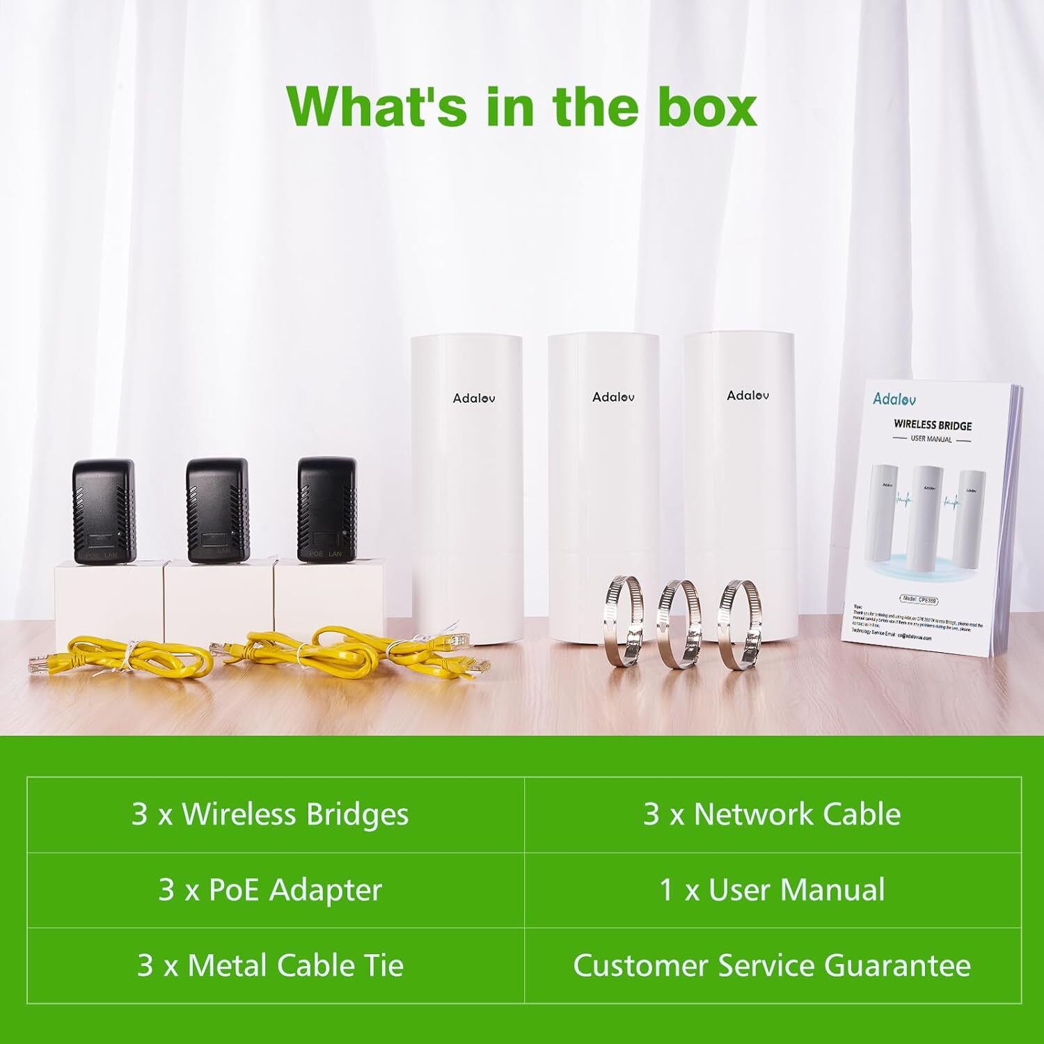 3-Pack Wireless Bridge Kit Wireless Network Expansion Gigabit Point to 2 Point