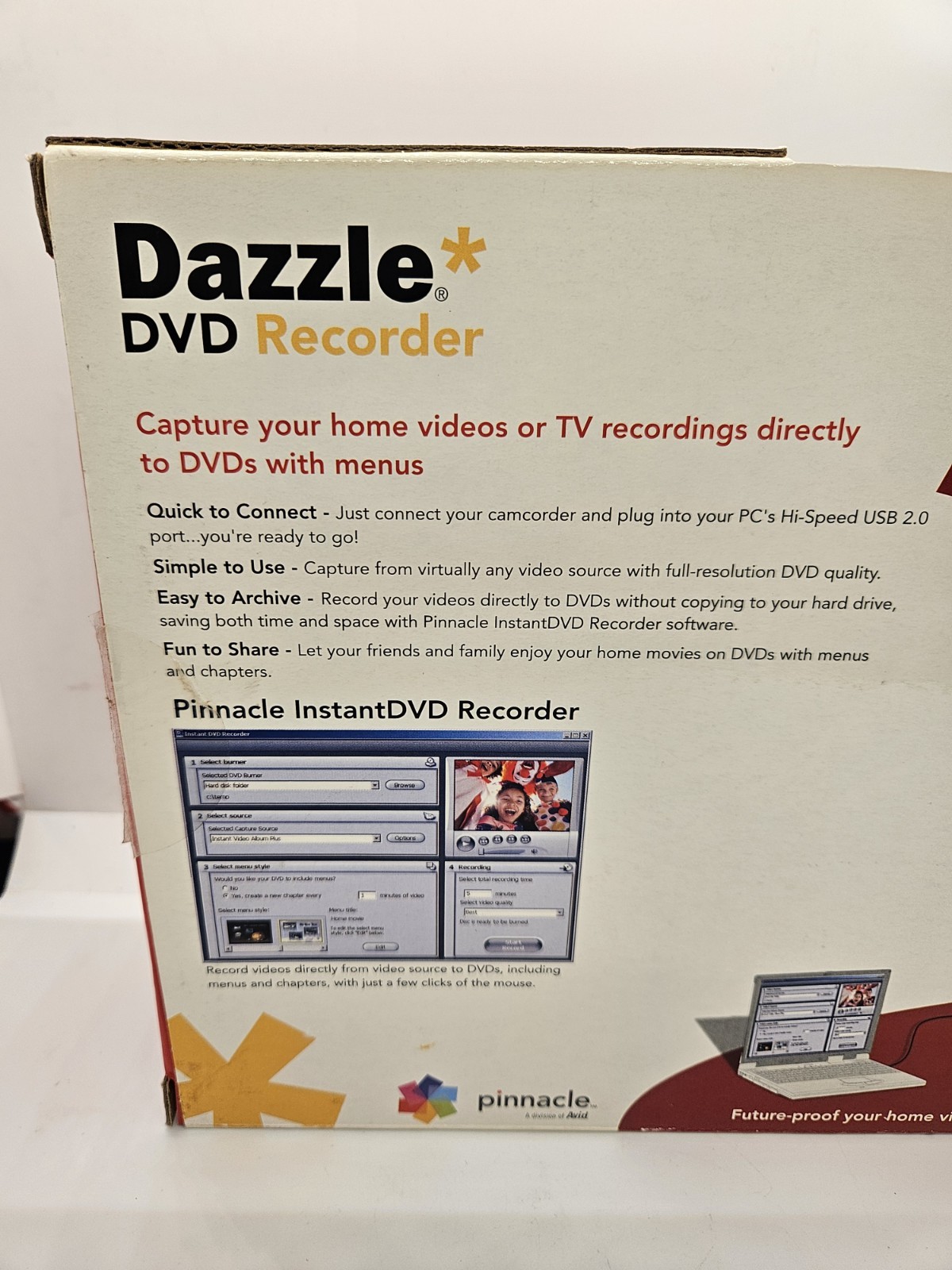 Pinnacle Dazzle DVD Recorder Video Capture Device + Studio Software