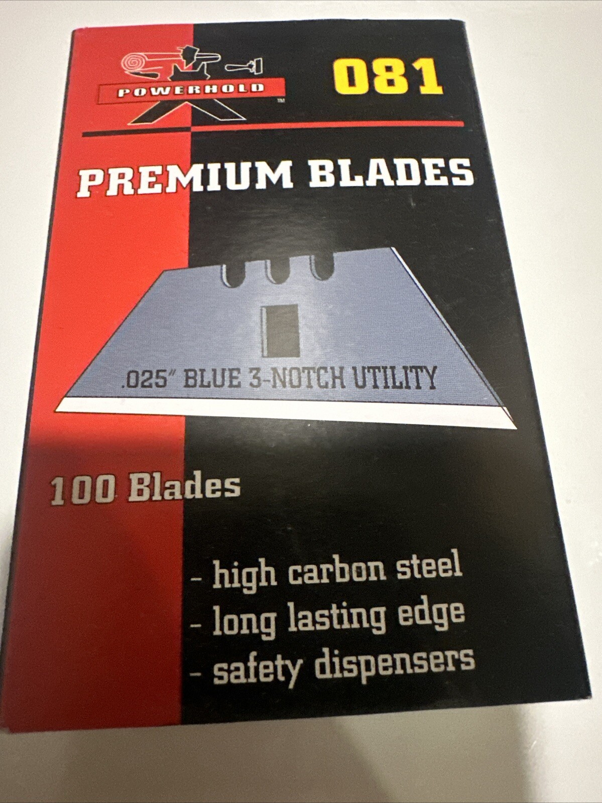 PowerHold 081 Premium Blades Heavy Duty .025” Notch Utility Blades