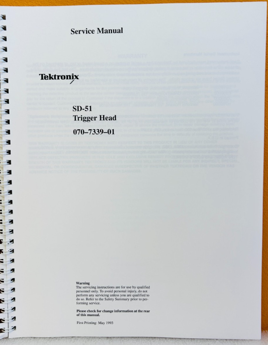 Tektronix 070-7339-01 SD-51 Trigger Head Service Manual.