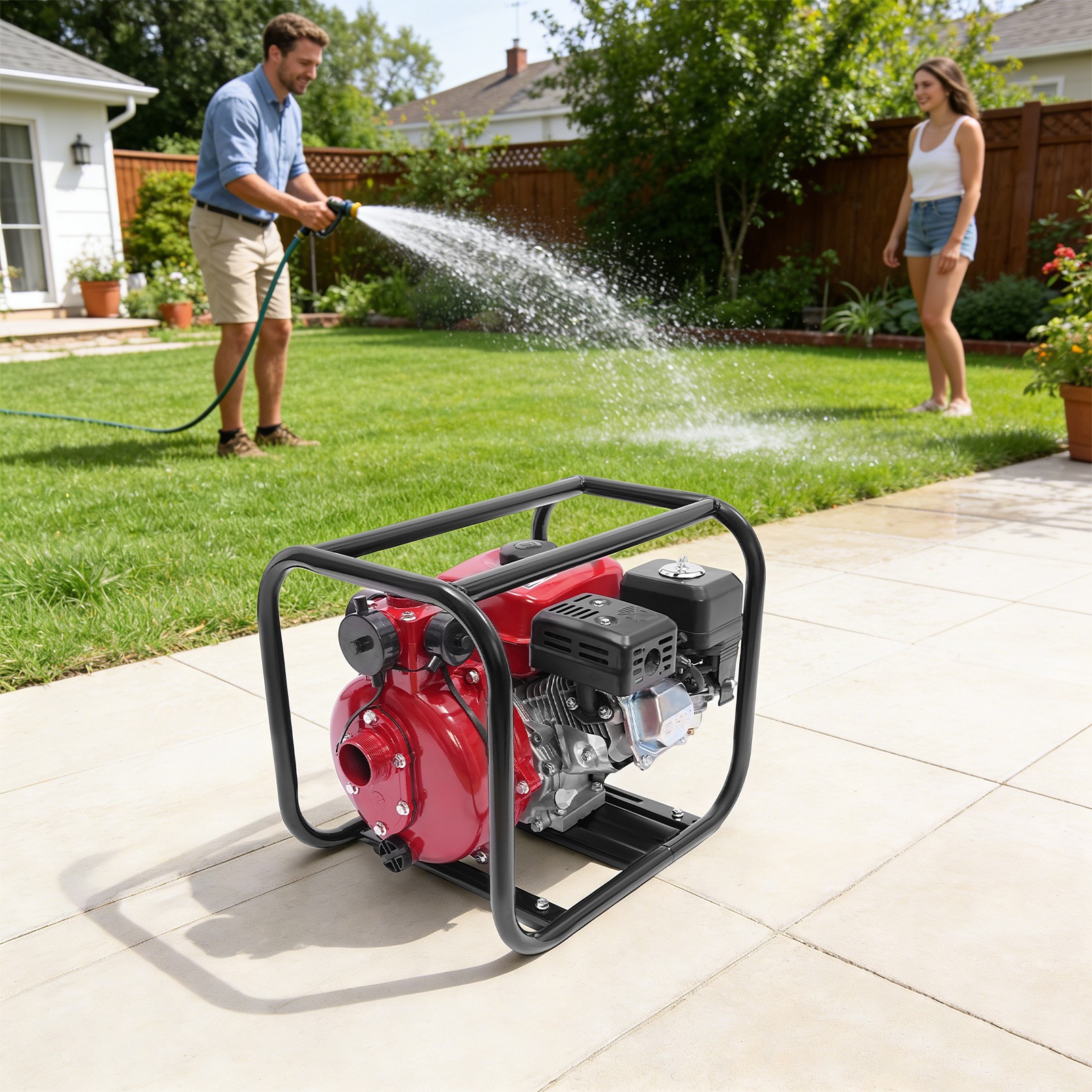 4 Stroke 212cc Gas Water Pump 2in 7.5HP Water Transfer Irrigation Pump 25ft Pipe