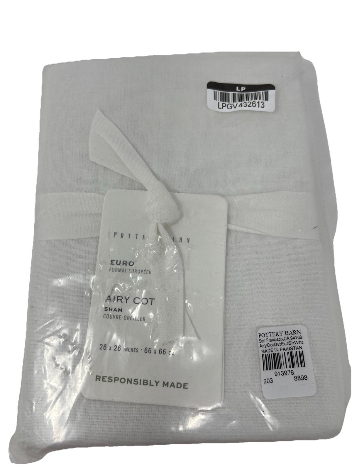 Pottery Barn Airy Cotton Euro Sham_White_NWT_TM
