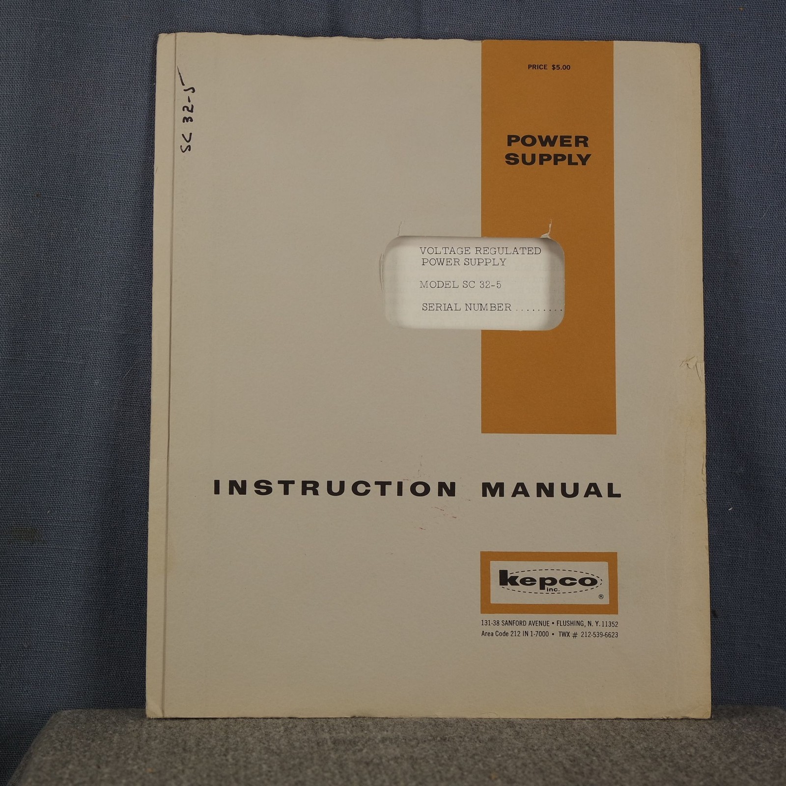 KEPCO Regulated DC Supply SC 32-5 Instruction Manual & Service Information