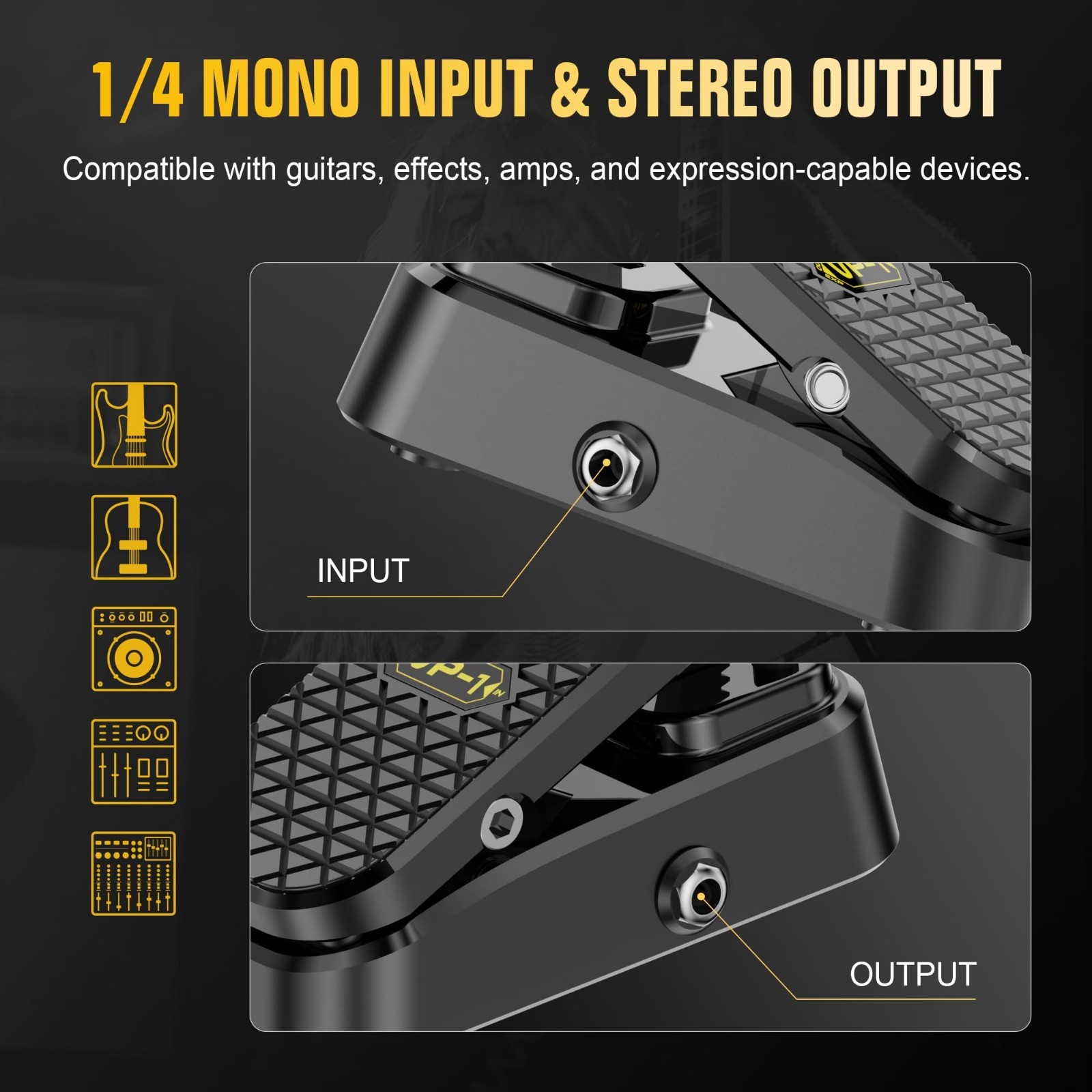 Dual-Function Volume & Expression Pedal for Electric Guitar - Silent, Non-Slip,