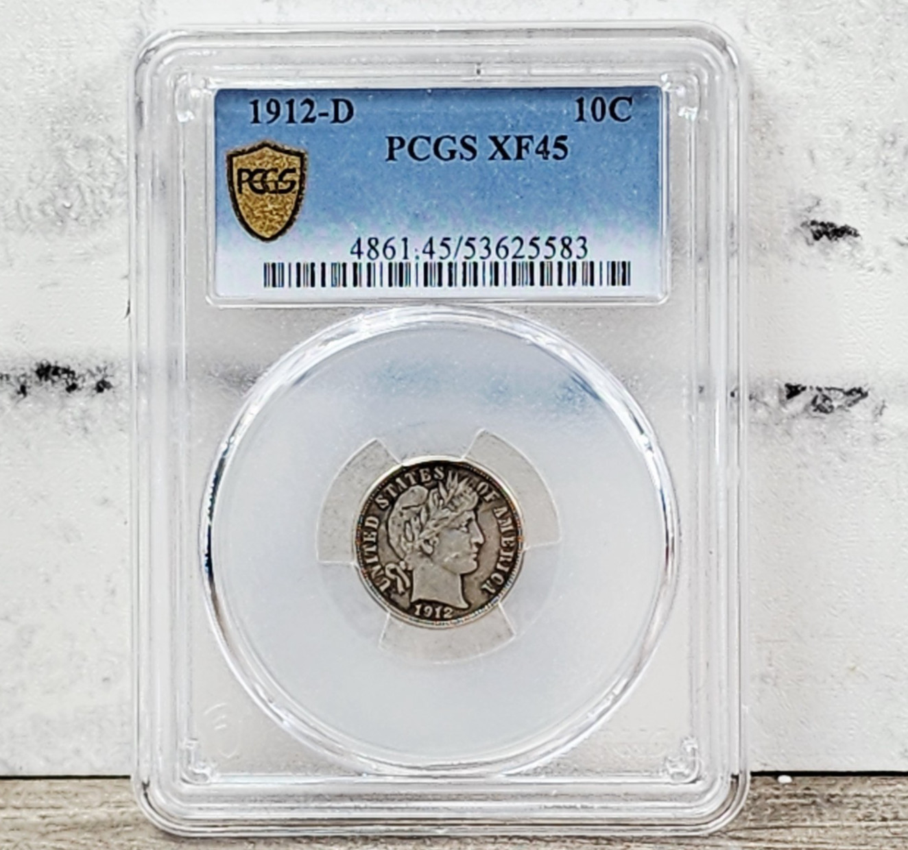 1912 D Barber dime PCGS XF45 GRADED COIN SILVER