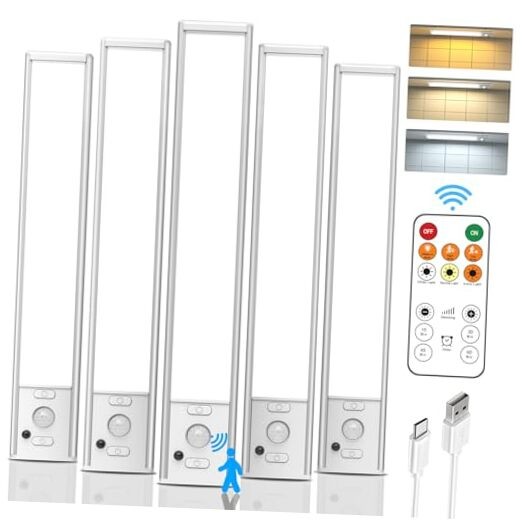 Under Cabinet Lights Wireless,Motion Sensor Light Indoor 5 Pack White-8.9 Inch