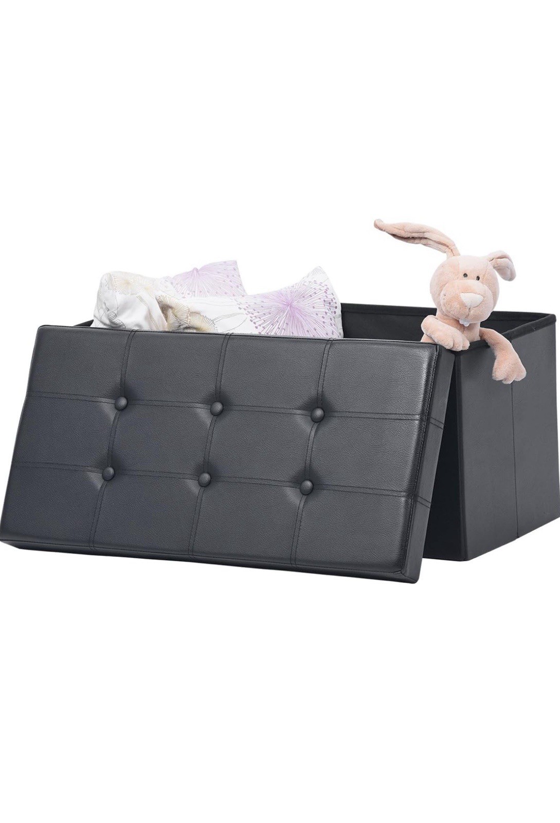 New Folding Storage Ottoman Faux Leather Toy Box/Living Room Seat Foot Rest