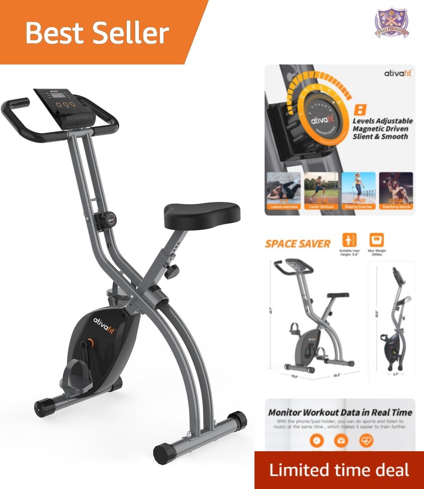 Space-Saving Indoor Cycling Bike with Adjustable Resistance & LCD Display