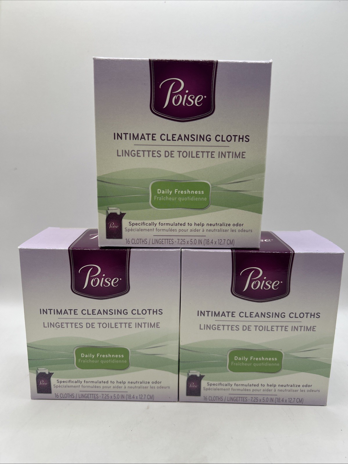 3x Poise Intimate Cleansing Cloths Daily Freshness Eliminate Odor 16 Pack