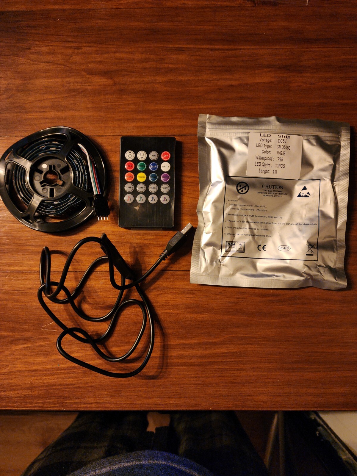 LED light Strip 1M Long, DC 5V USB Controller, 30 LED