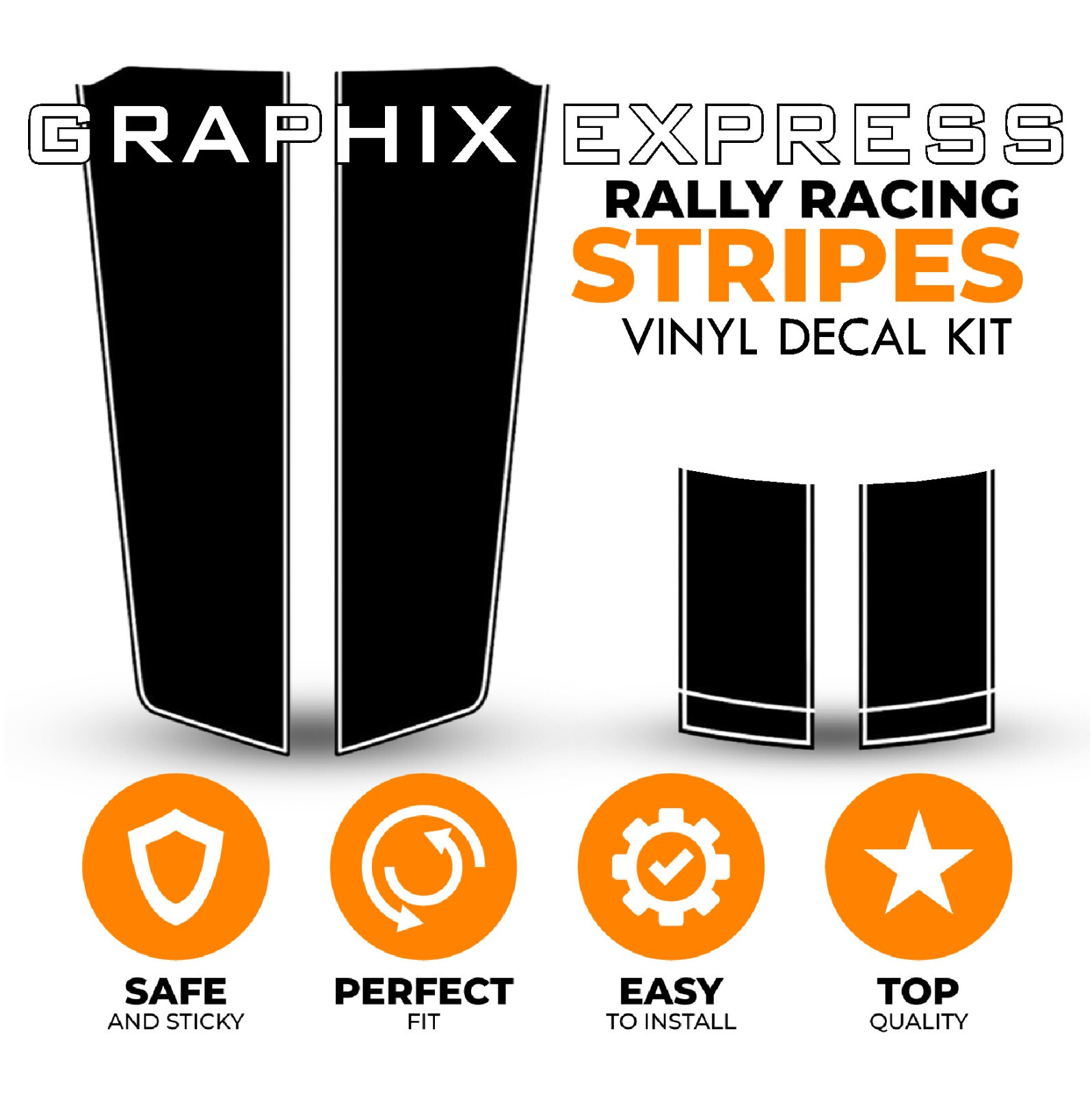 GLOSS BLACK - Camaro RACING STRIPES Rally Decal 2010-2015 Chevy hood trunk