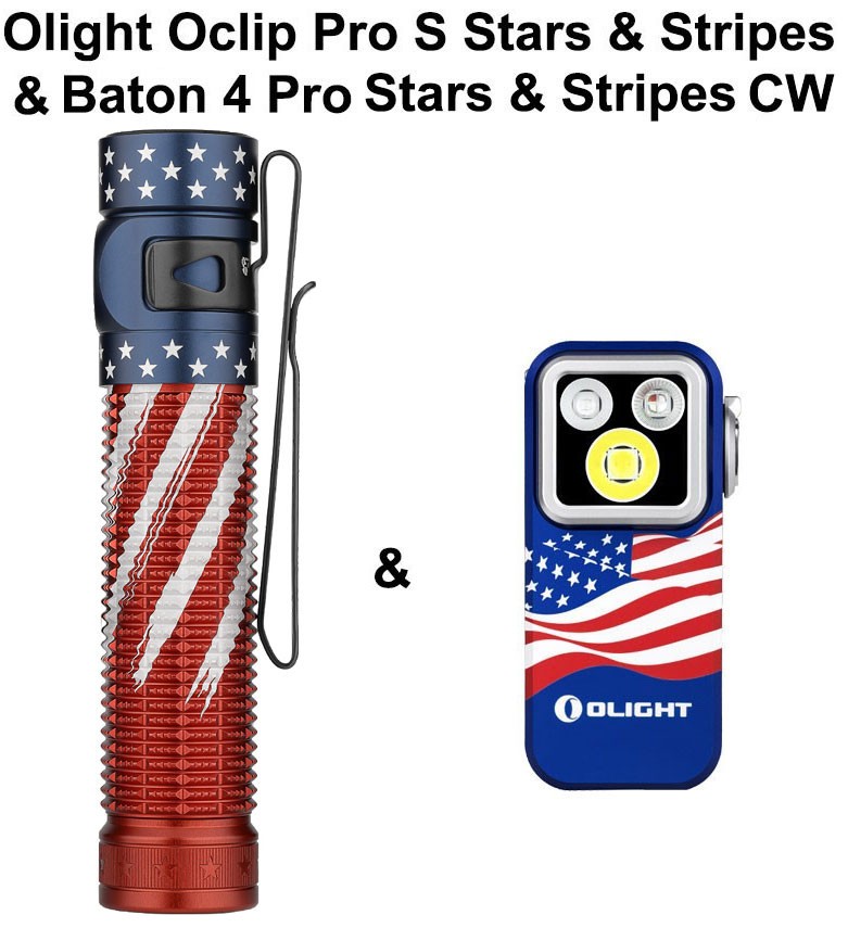 Olight Baton 4 Pro Stars & Stripes Edition CW & Oclip Pro S Stars & Stripes