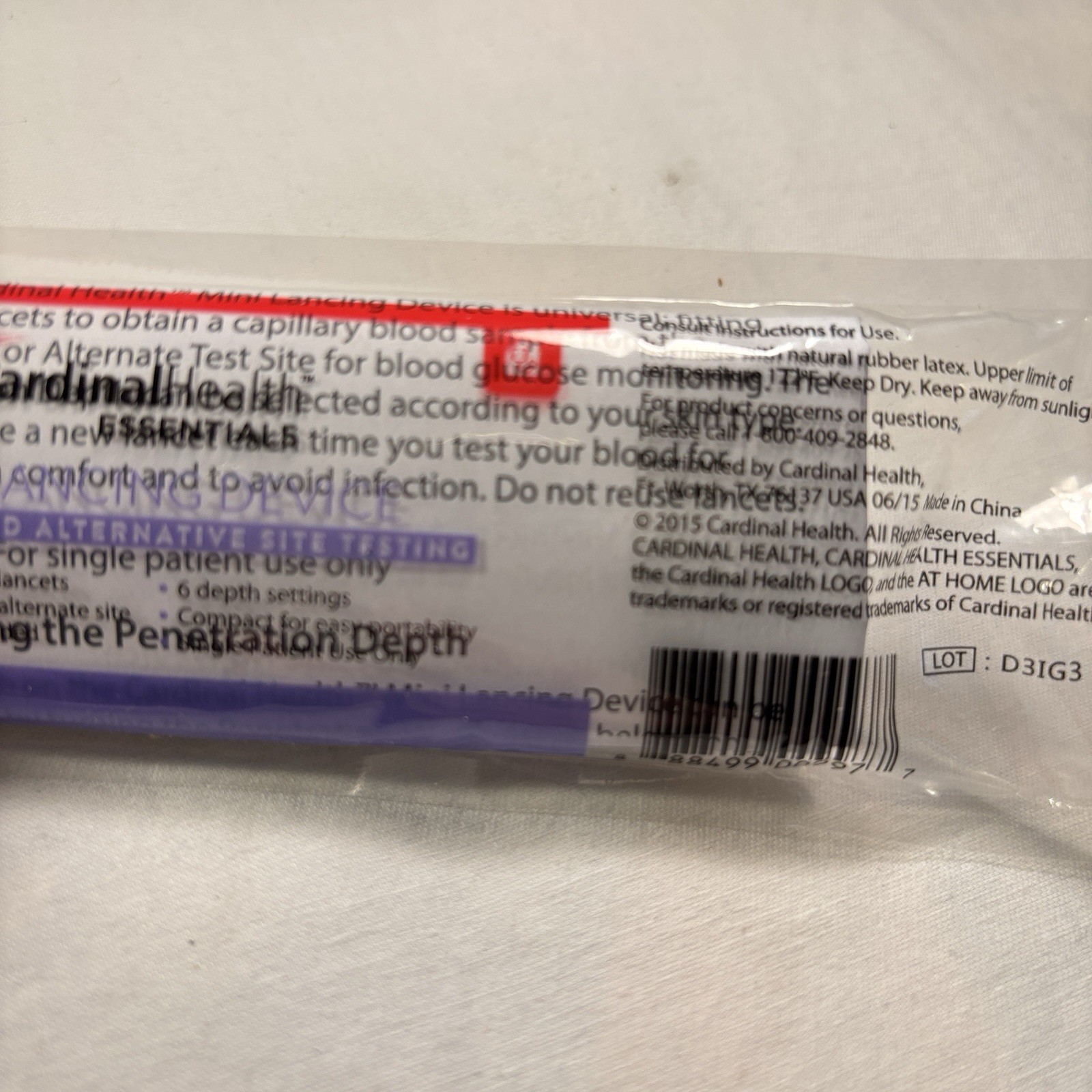 Cardinal Health Lancing Device Sealed Package Mini