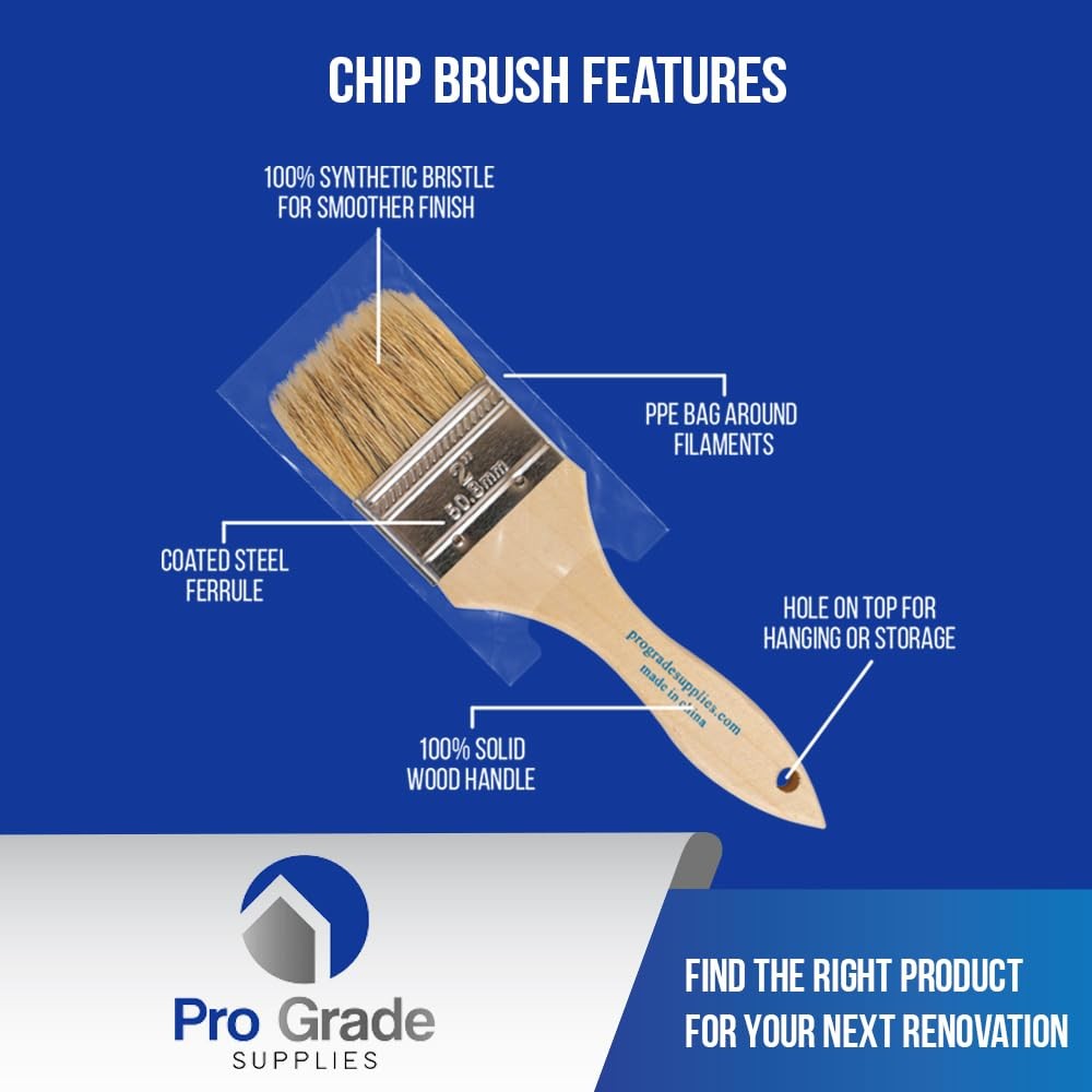 Chip Paint Brush Set Assorted Sizes Bulk 24 Pack