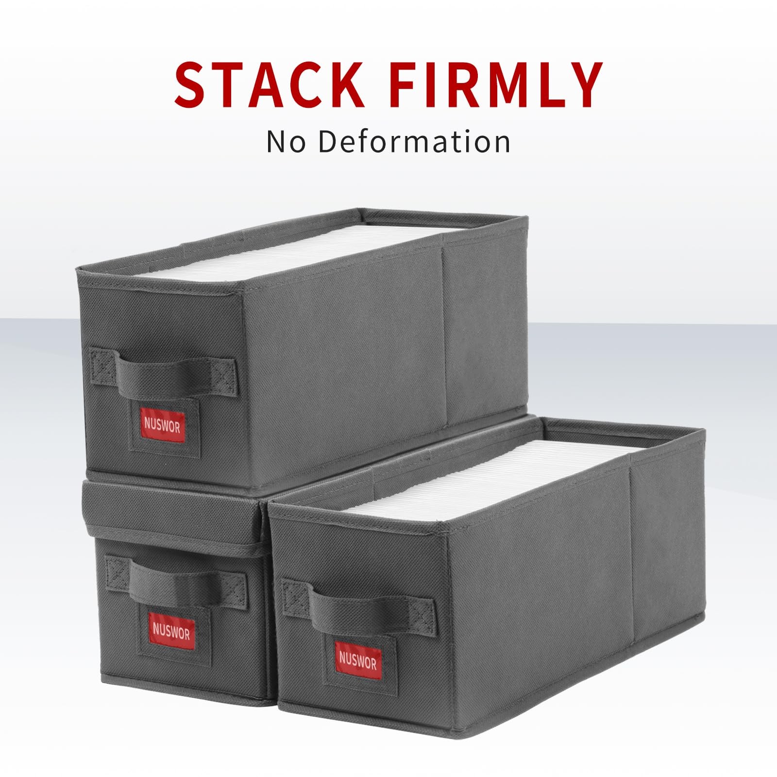 Stackable CD Organizer Box with Lid | 4 Pack | Grey
