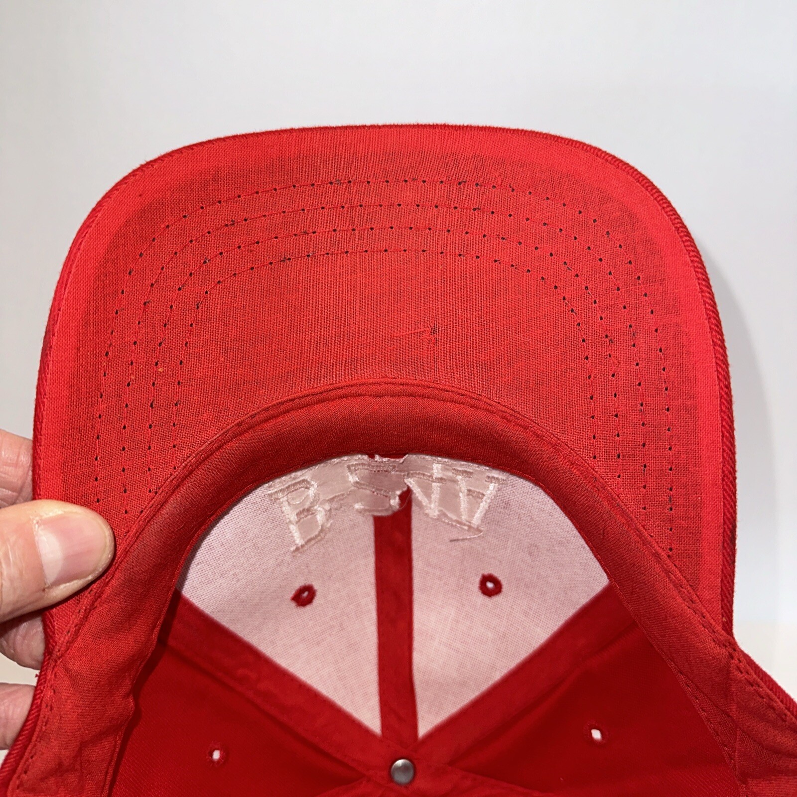 B-24A Flight Crew Red Hat Cap Hook Loop 01-927 Flag above Strap