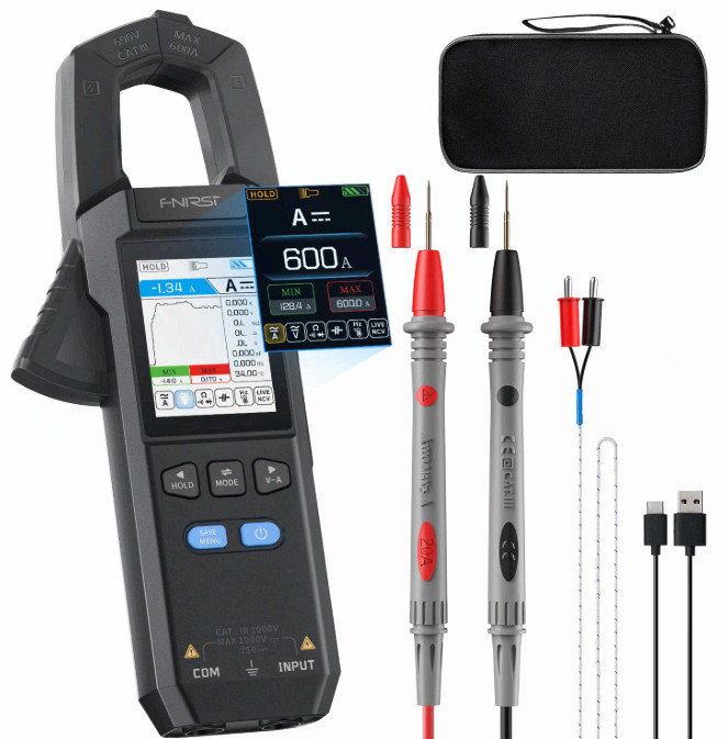 DMC-100 Digital Clamp Meter 9999 Counts TRMS 600A NCV AC/DC Temp Rechargeable