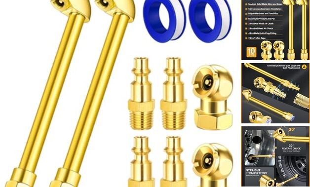 2 Pack Heavy Duty Air Chuck Set-1/4 Inch Female NPT Closed Ball tire Chuck,