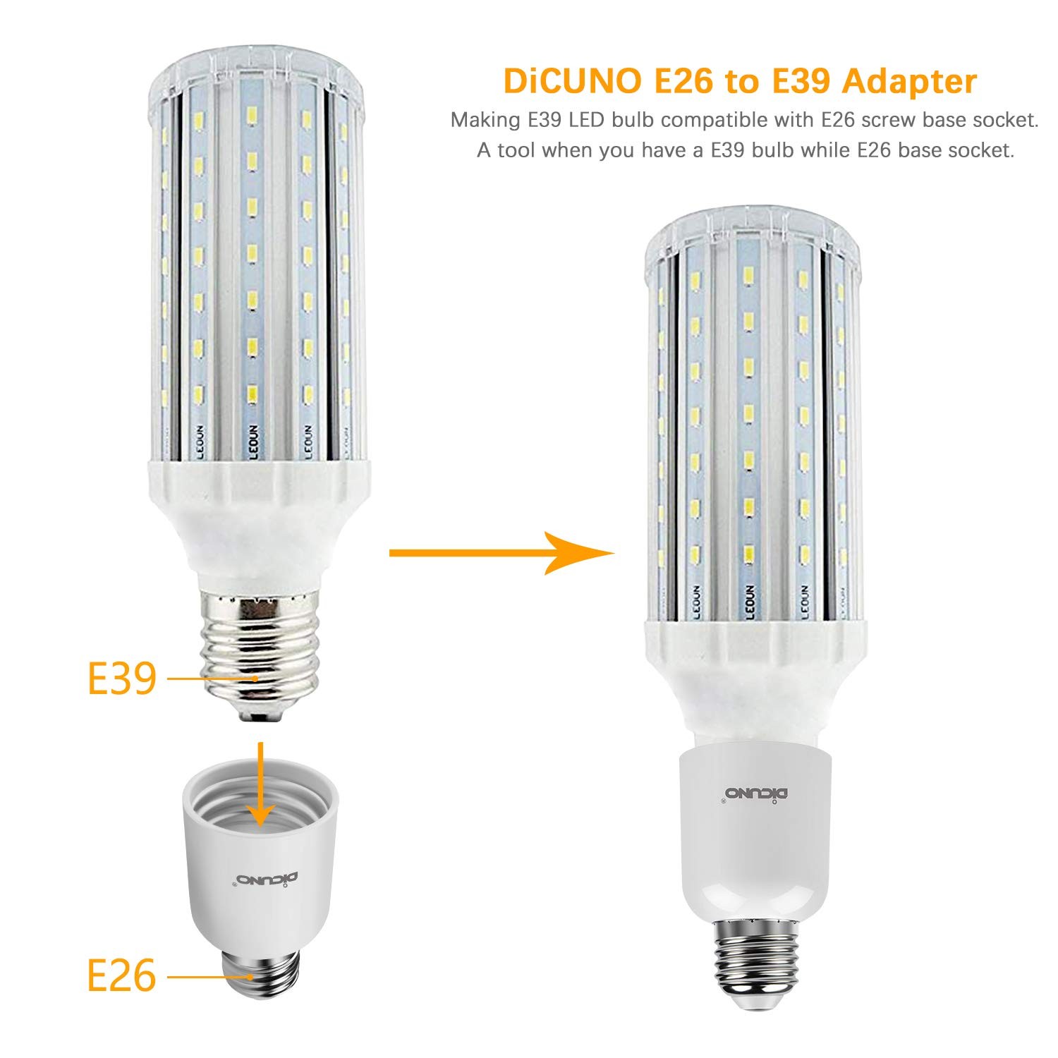 DiCUNO E26 to E39 Socket Adapter, Medium Mogul Screw 4 Pack, 4