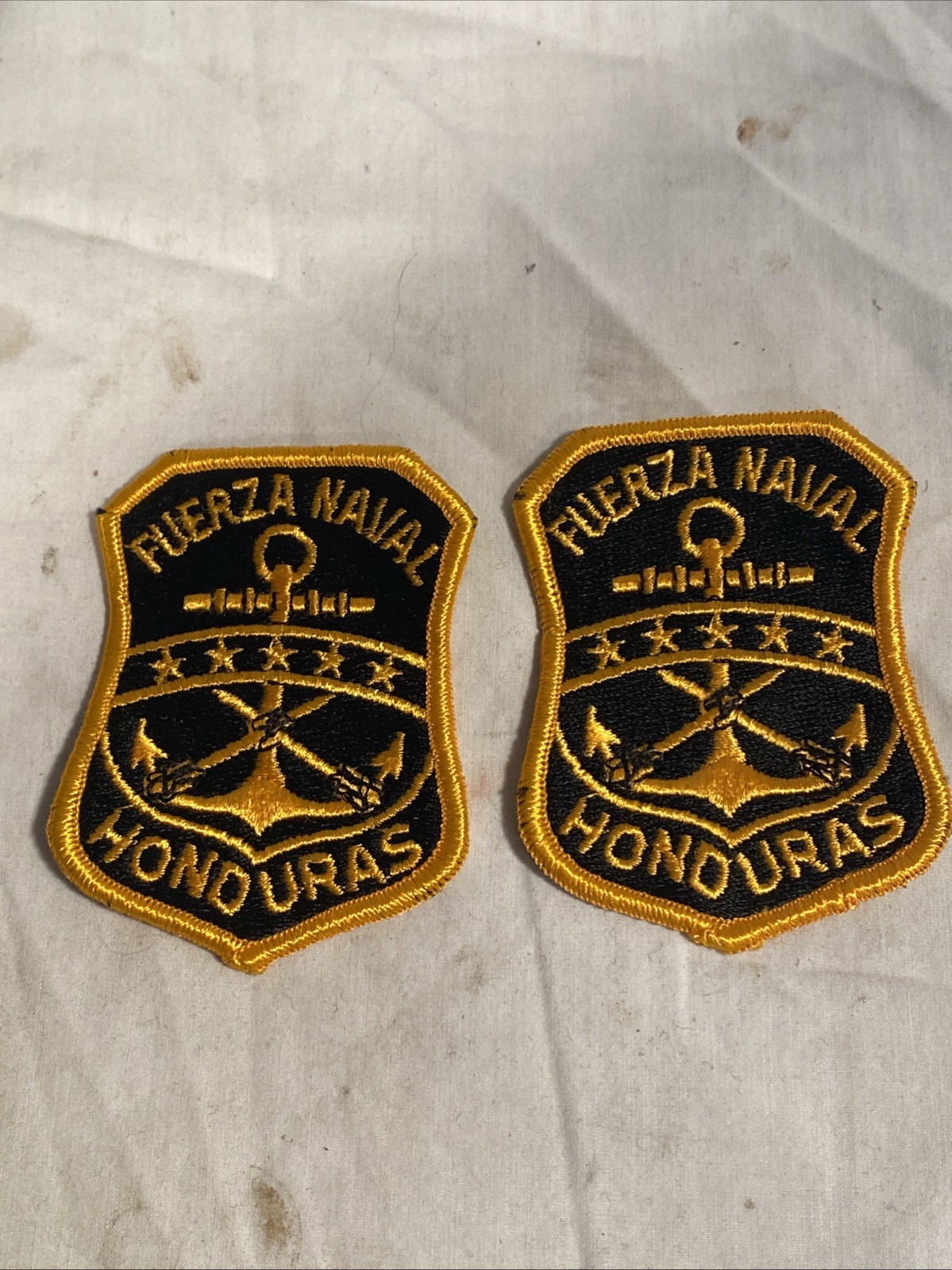 Honduras Navy Naval Military Patch Black Yellow Anchor Fuerza Nava Lot Of 2