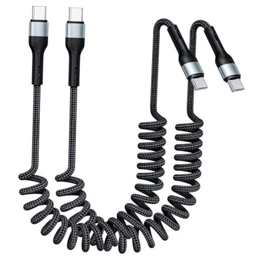 USB C to C Cable 3ft 2Pack Coiled USB C Charger Cable for Car Type C Fast