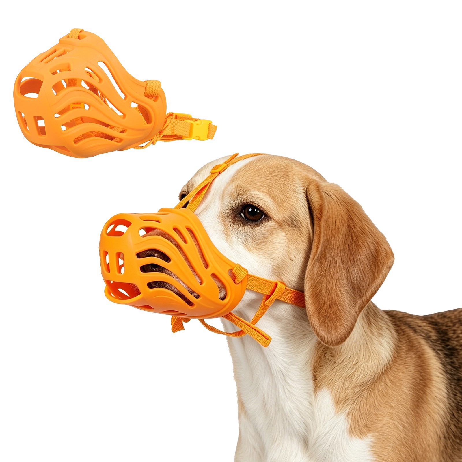 Dog Muzzle, Basket Dog Muzzle Cage Mouth Soft Dogs Mouth Cover (Yellow, M-5)