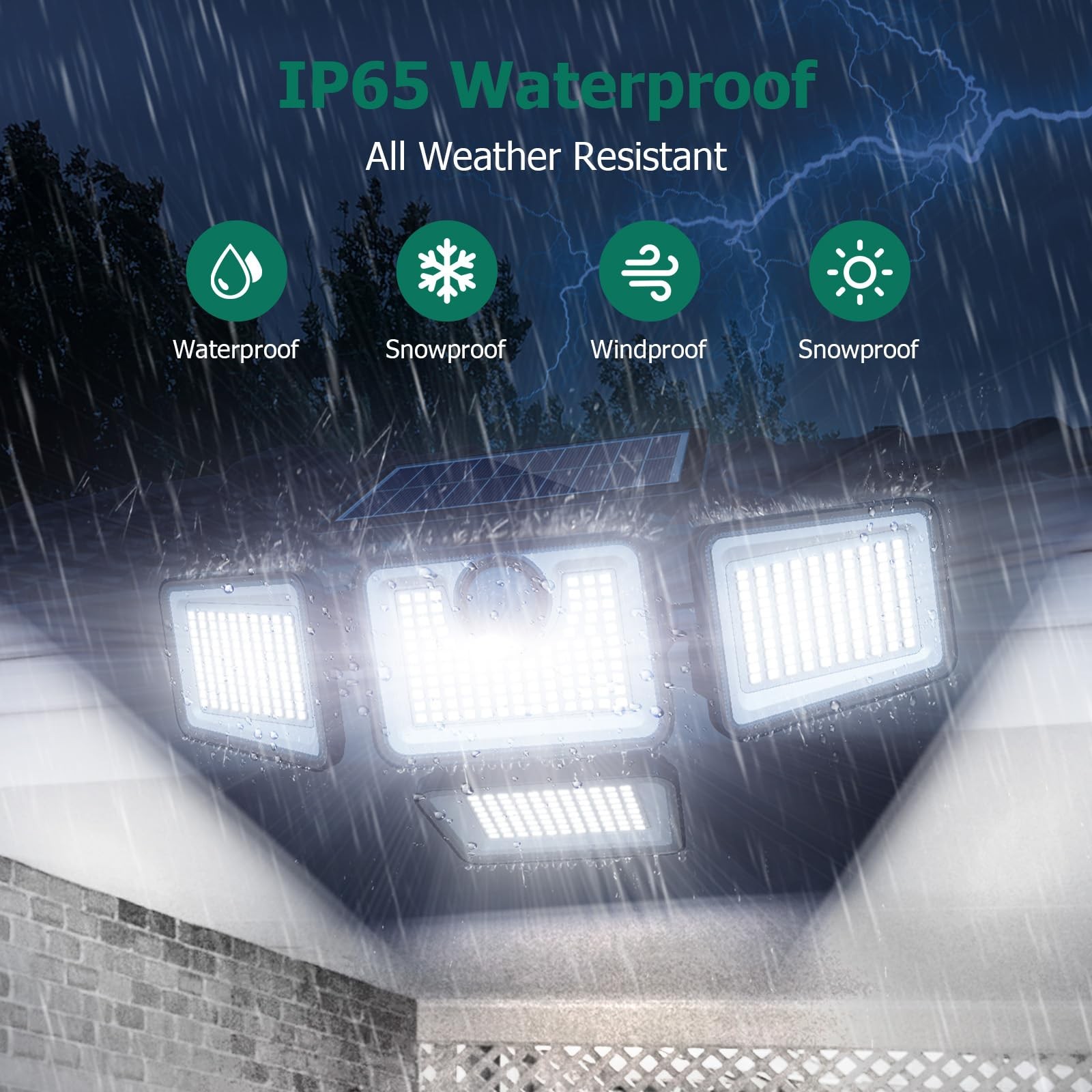 4500LM Solar Lights Outdoor, 4 Adjustable Heads Motion Sensor Lights, 3 Modes...