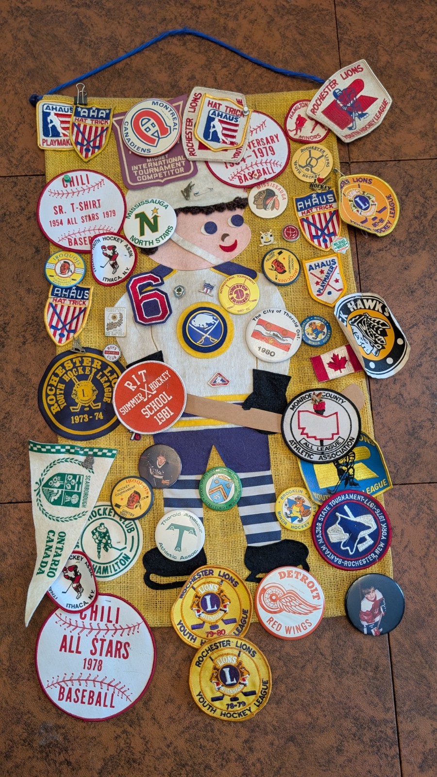 One-of-a-Kind Buffalo Sabres NHL/Youth Hockey Wall Display Patches Rochester AHL