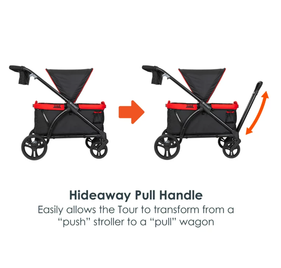 Coche Para Bebes Cochecito Para Niños Convertible Pull Wagon Stroller Red NEW
